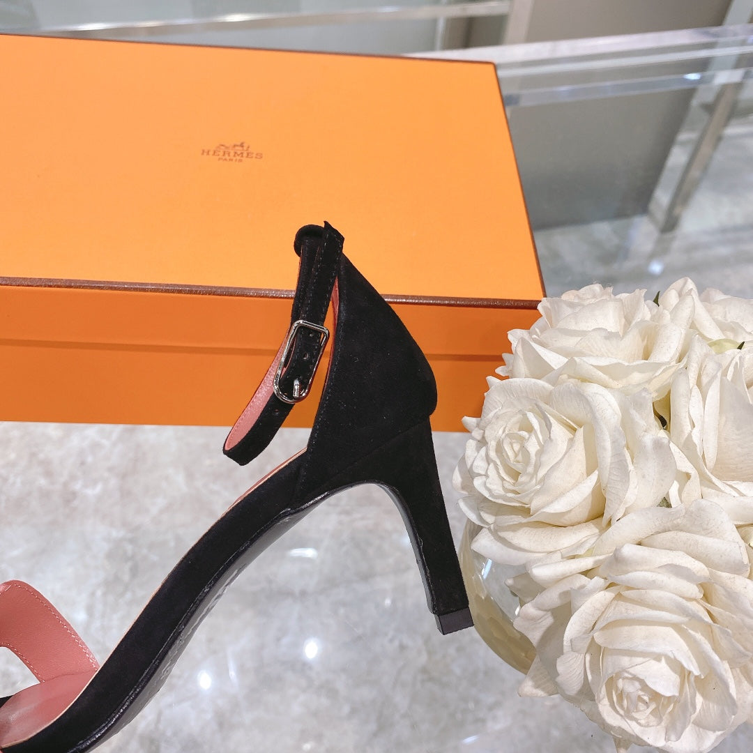 PREMIERE 70 SANDAL IN ROSE PINK MIX BLACK SUEDE