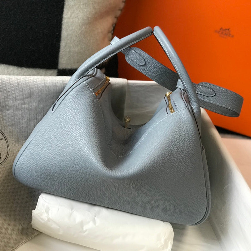 HM LINDY 30 BAG IN NEPAL BLUE CALFSKIN GOLD HARDWARE