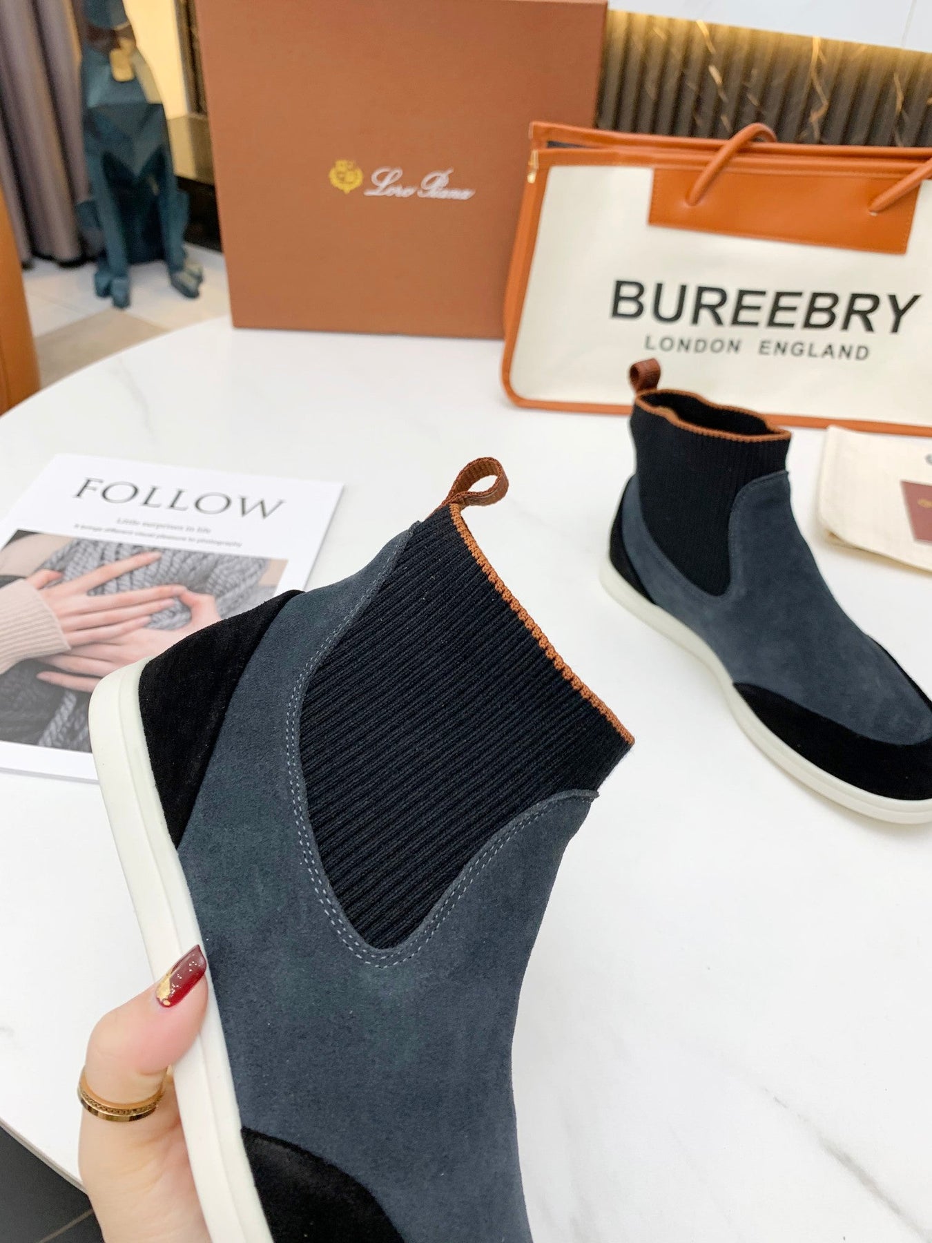LP CHARMS ANKLE BOOTS BLACK AND GRAY CASHMERE FABRIC