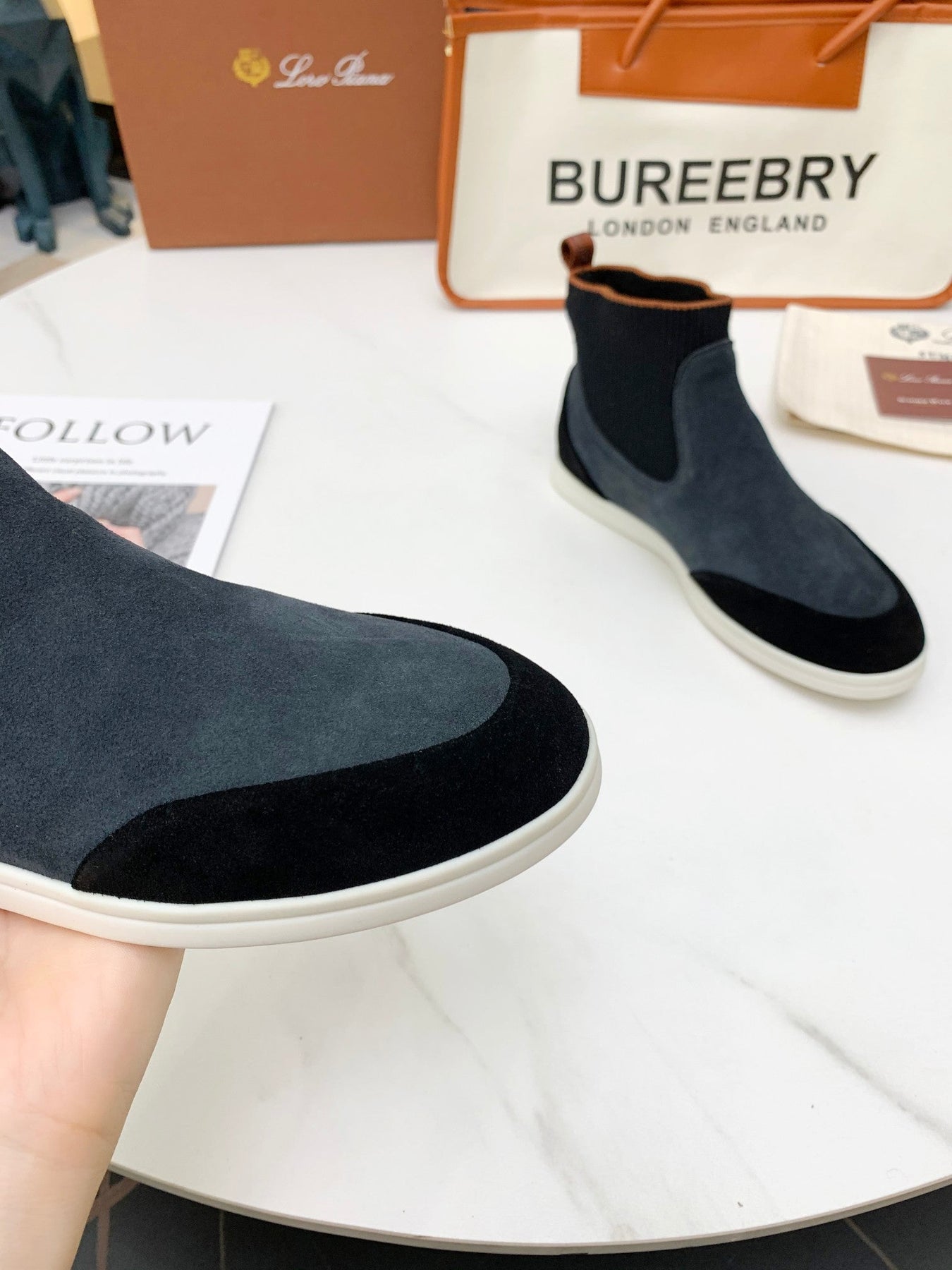 LP CHARMS ANKLE BOOTS BLACK AND GRAY CASHMERE FABRIC