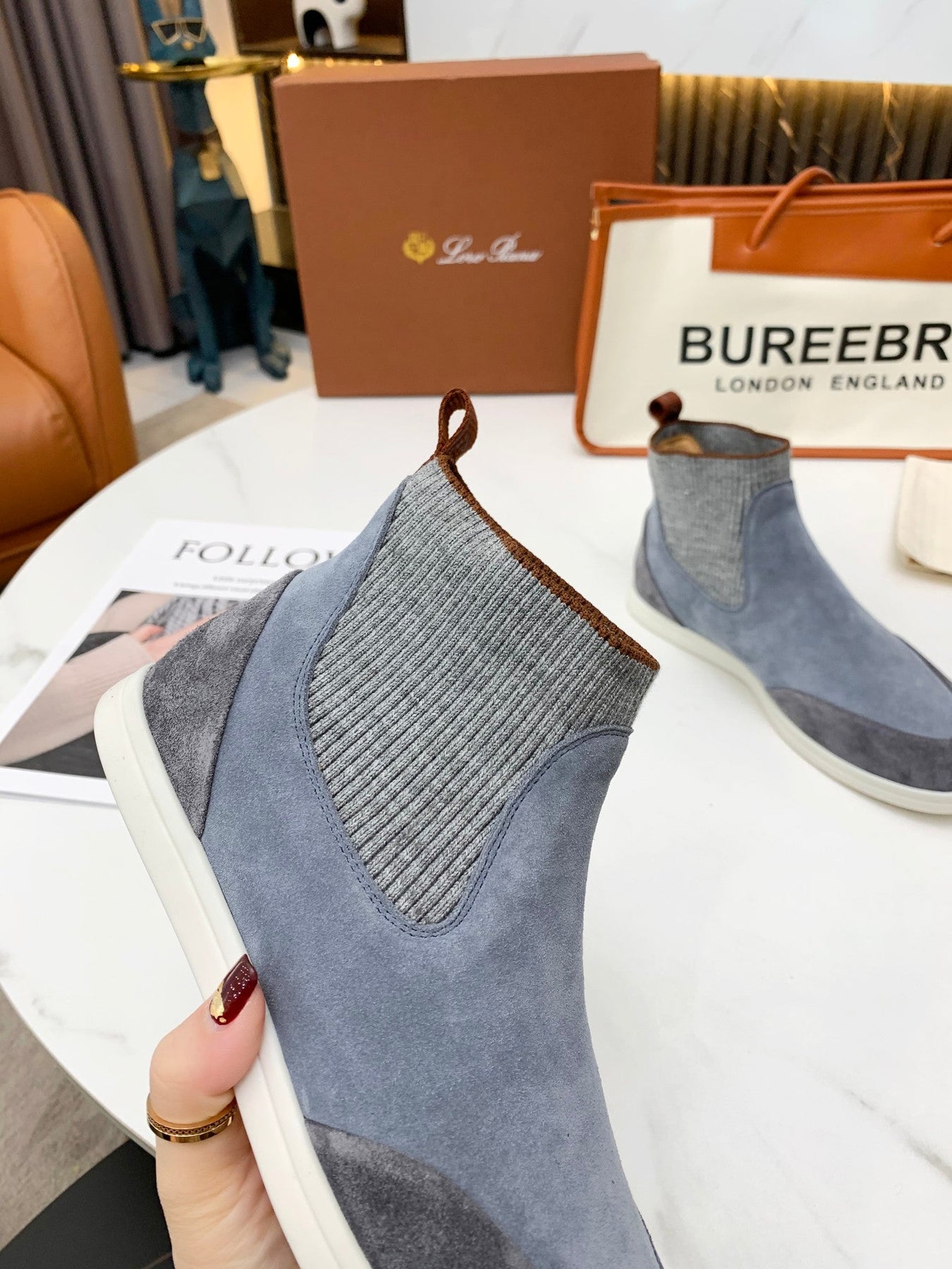 LP CHARMS ANKLE BOOTS GRAY CASHMERE FABRIC