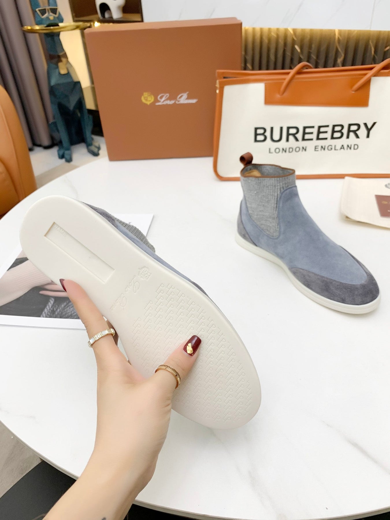 LP CHARMS ANKLE BOOTS GRAY CASHMERE FABRIC