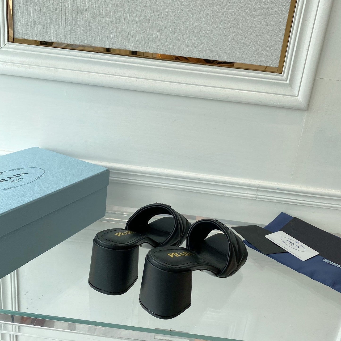 Pra Heeled Sandal 65 Square Sole Quilted Black Leather