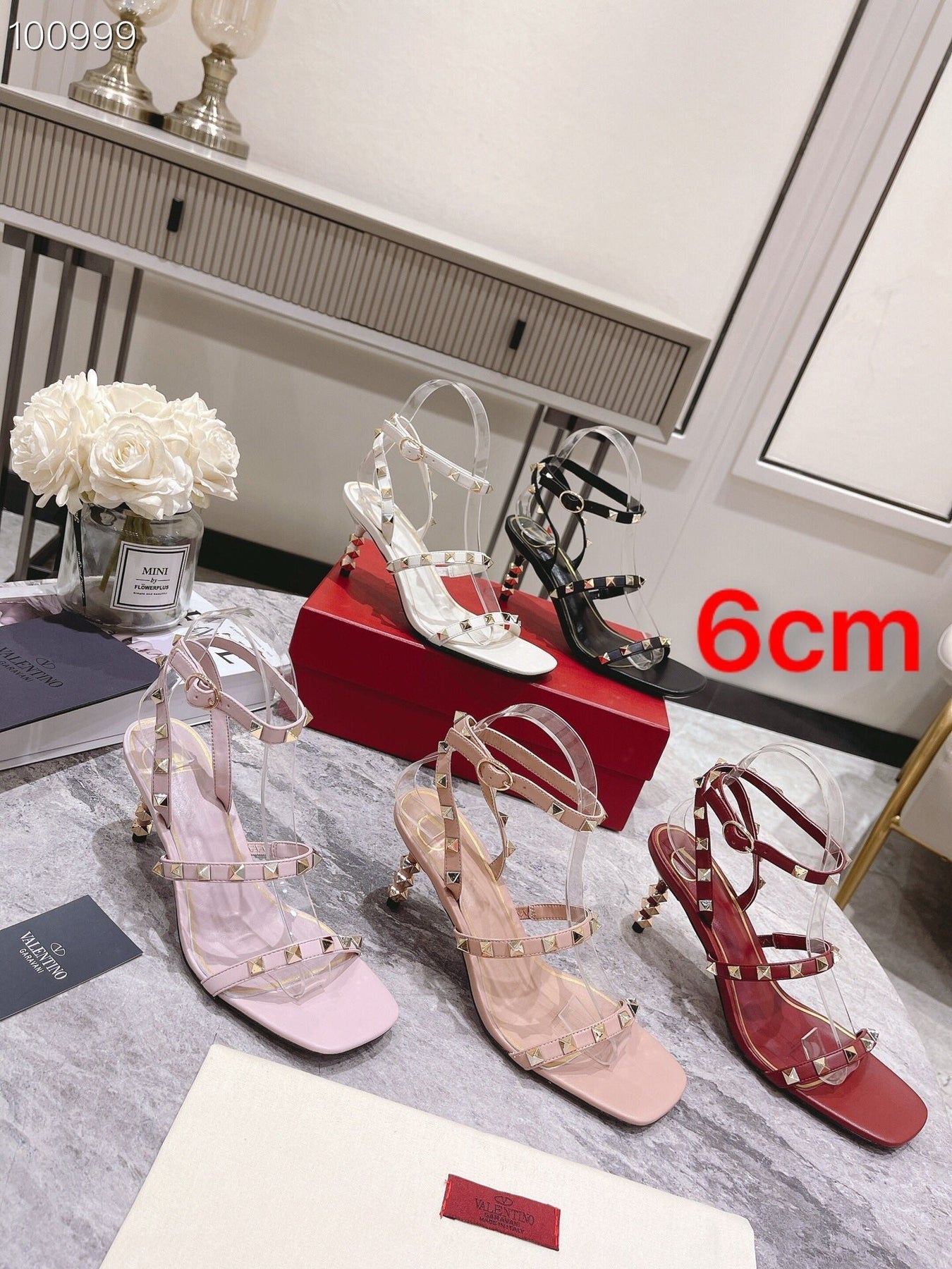 HIGH HEEL 6 CM SANDAL IN LIGHT PINK LAMBSKIN WITH STUDS