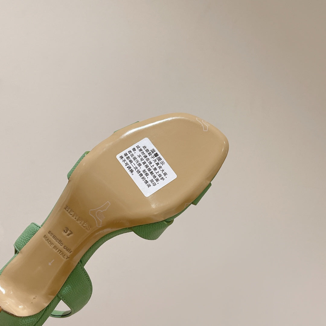 HOLY 75 SANDAL IN GREEN MINT GRAINED CALFSKIN