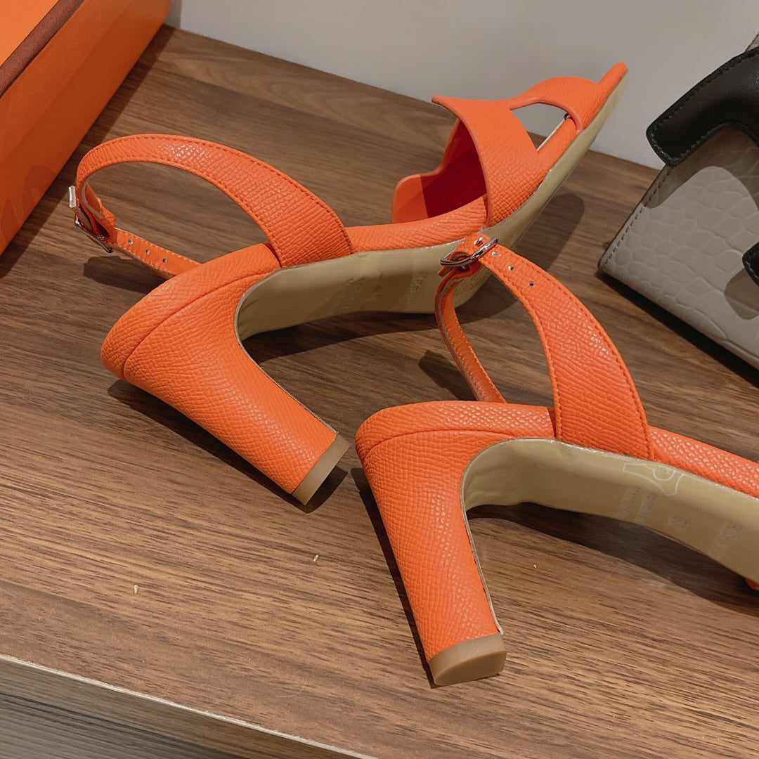 HOLY 75 SANDAL IN VIVID ORANGE GRAINED CALFSKIN