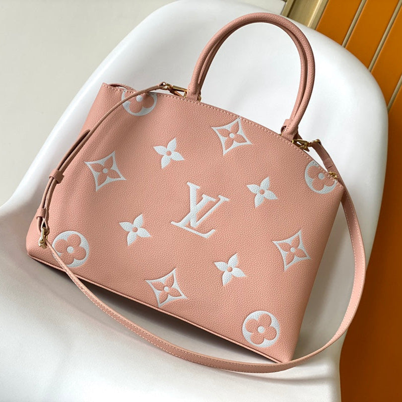 PETIT PALAIS PM LARGE SHOULDER BAG 34 IN PINK EMBOSSED COWHIDE GOLD-TONE HARDWARE