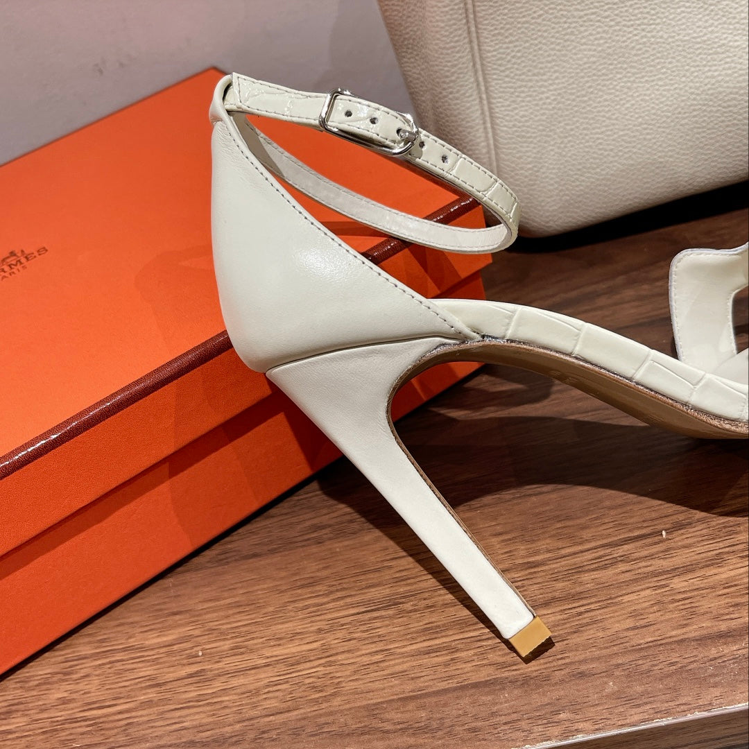 PREMIERE 115 SANDAL IN WHITE CALFSKIN