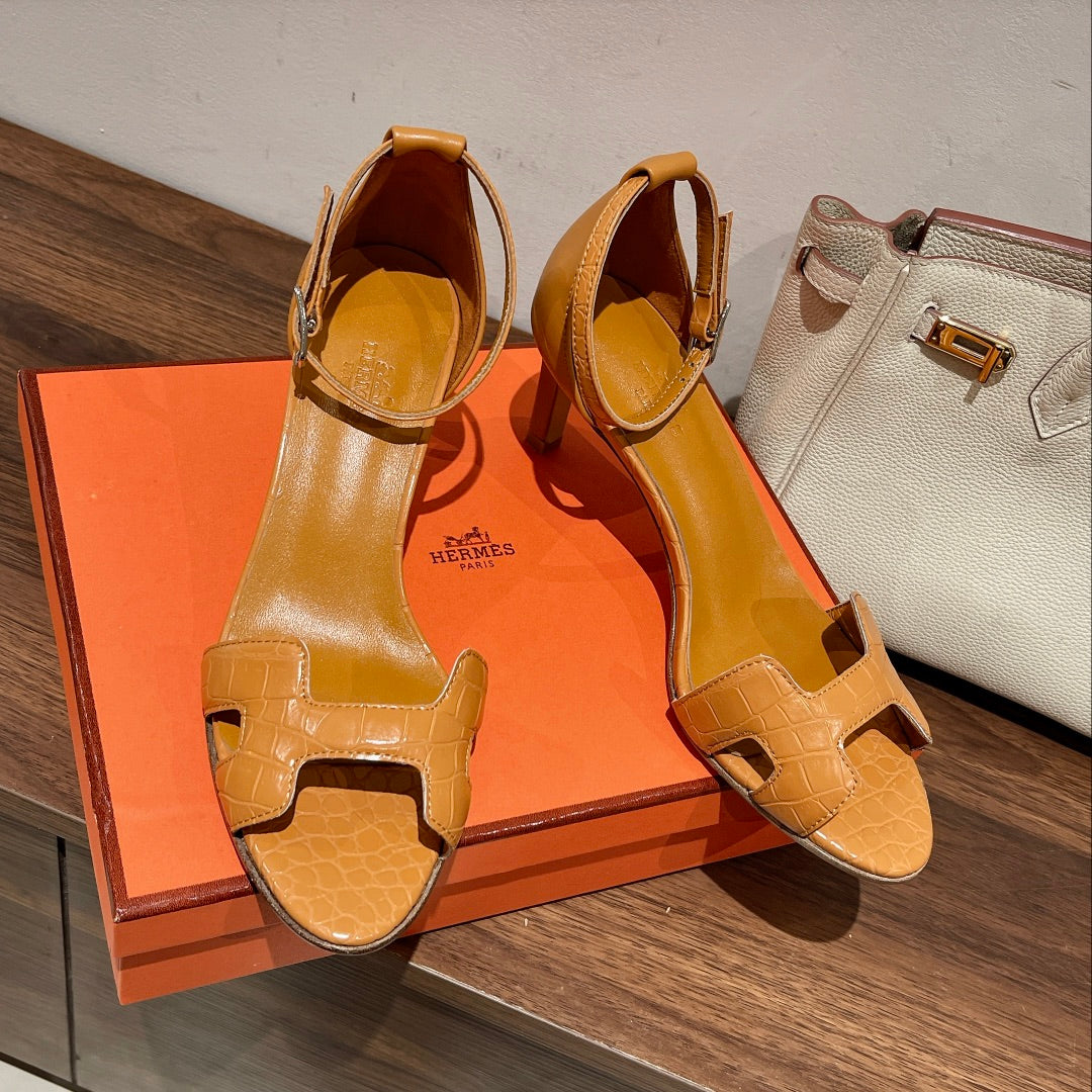 PREMIERE 70 SANDAL IN PEANUT BROWN CALFSKIN