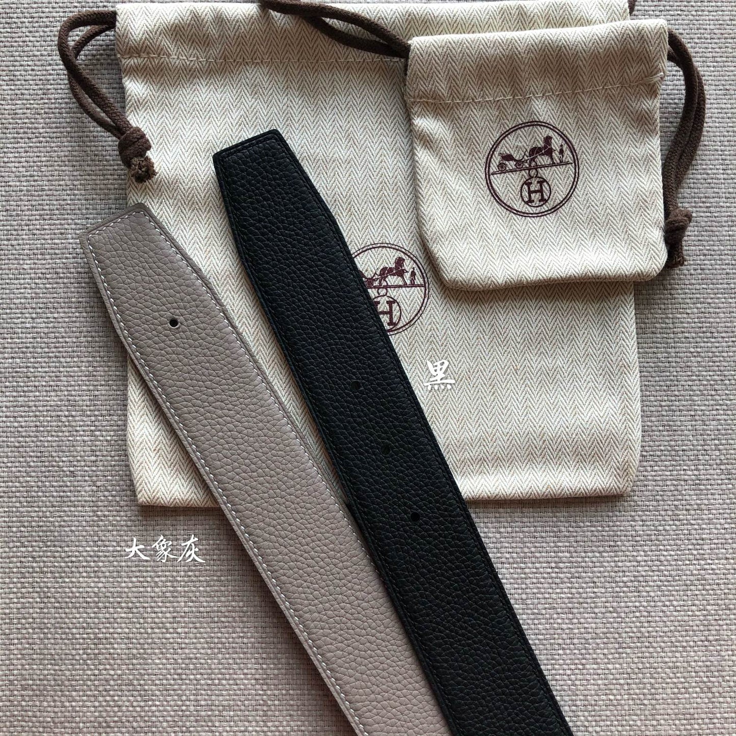 HM BELT BUCKLE & REVERSIBLE BLACK AND TAN BROWN LEATHER STRAP 38MM GOLD HARDWARE