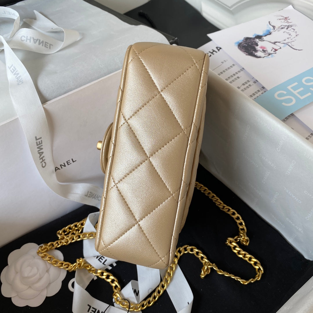 Flap Bag 20cm Gold Lambskin Gold Hardware