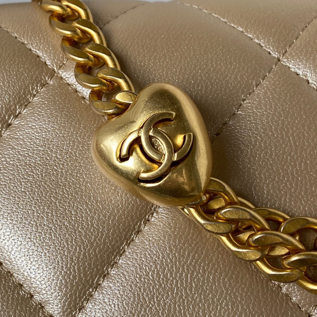 Flap Bag 24cm Gold Lambskin Gold Hardware