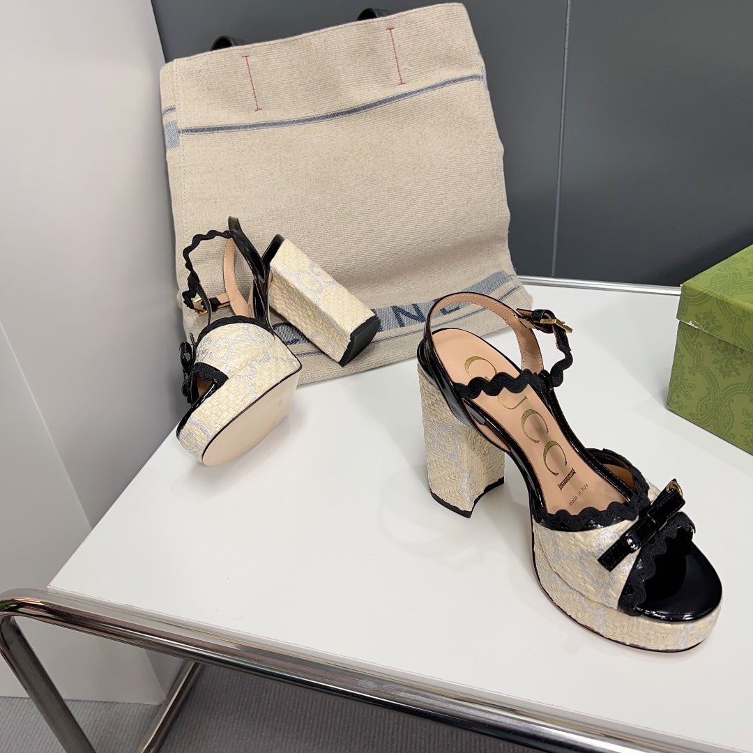 GG 105 HIGH HEEL SANDAL CREAM STRAW