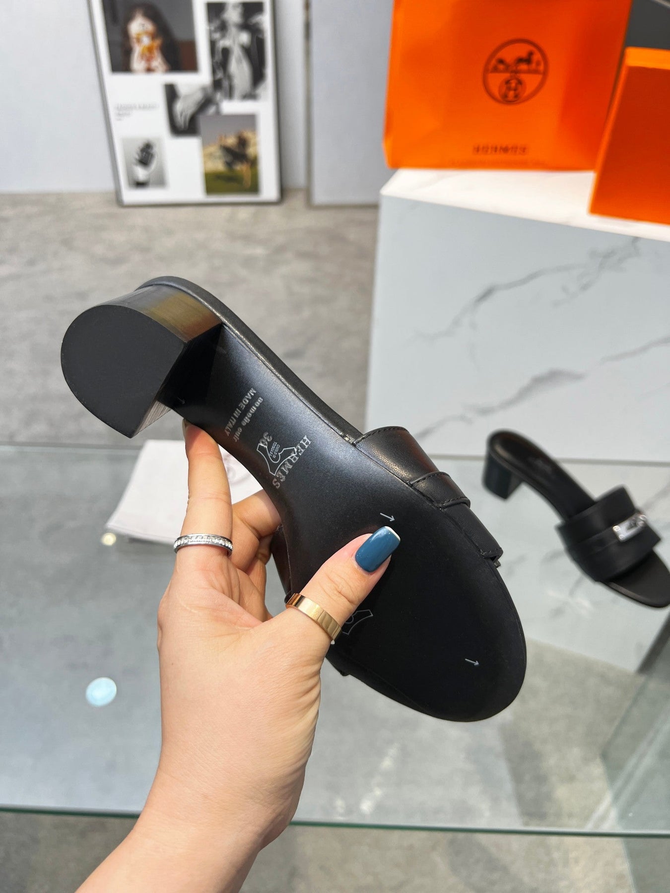 Gigi 50 Sandal Black Calfskin