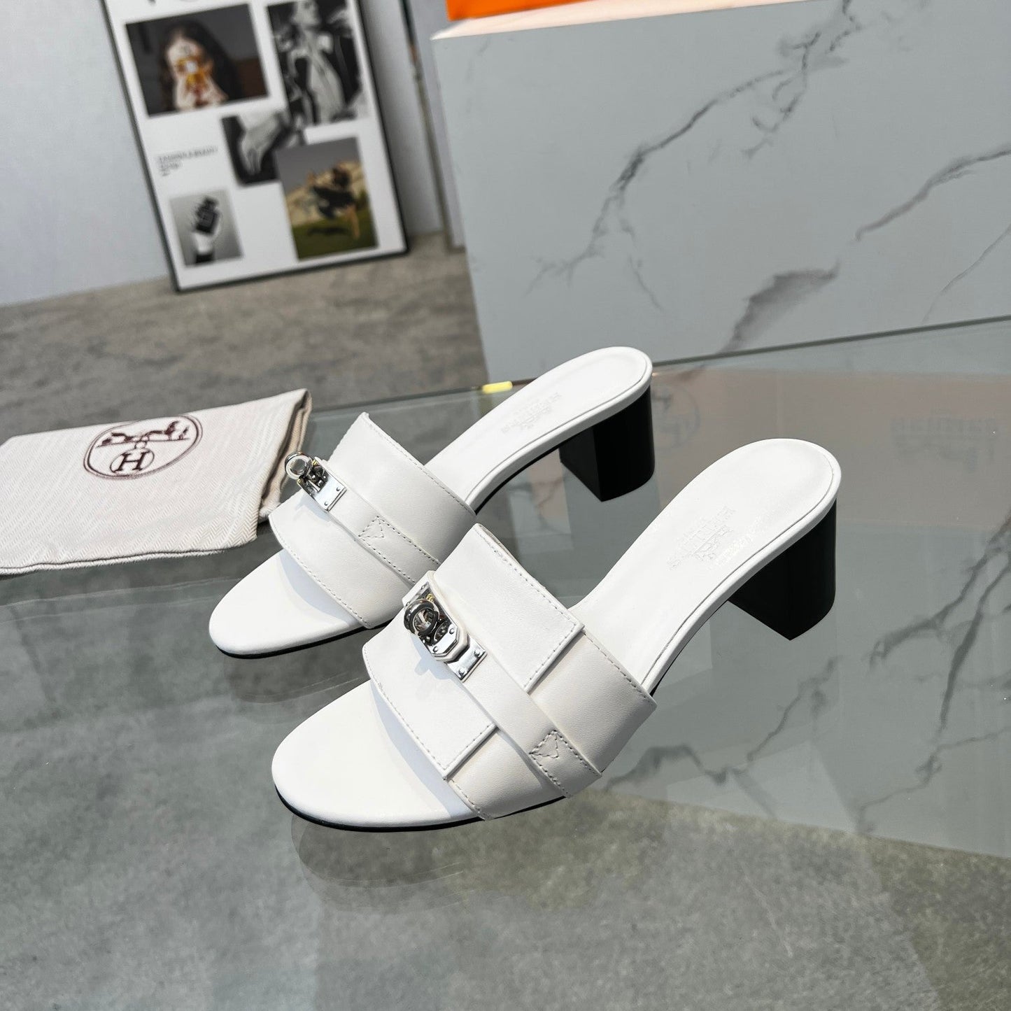Gigi 50 Sandal White Calfskin