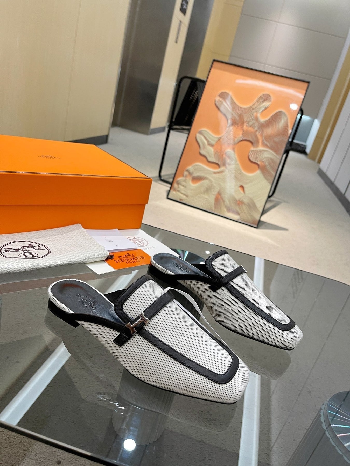 GROUPIE MULE BLACK MIX SILVER LAMBSKIN