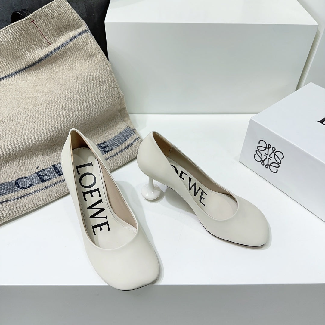 LW TOY PUMP 95 WHITE CALFSKIN