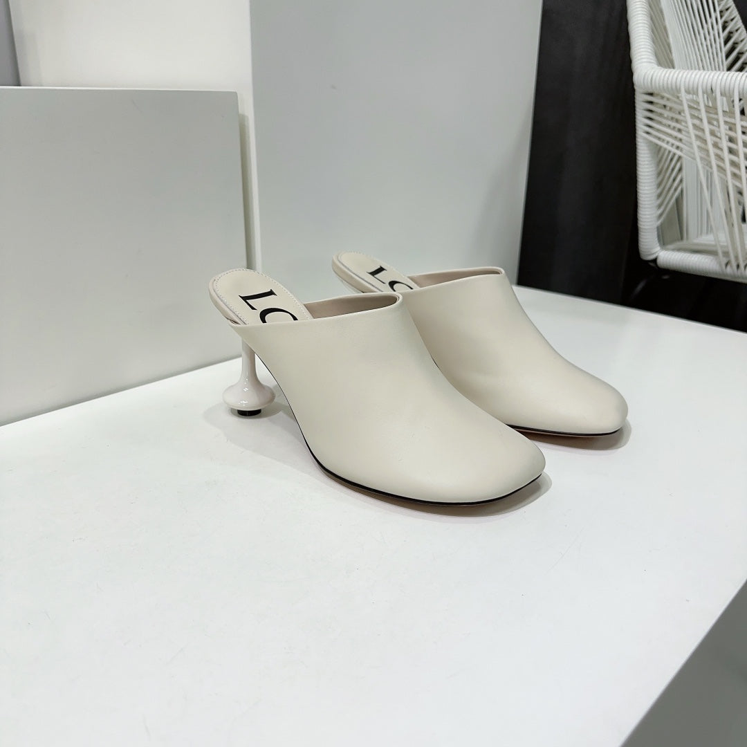 LW TOY MULE 95 WHITE CALFSKIN
