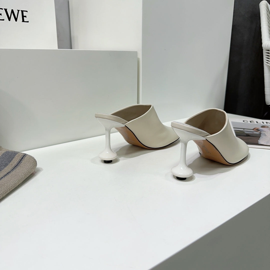 LW TOY MULE 95 WHITE CALFSKIN