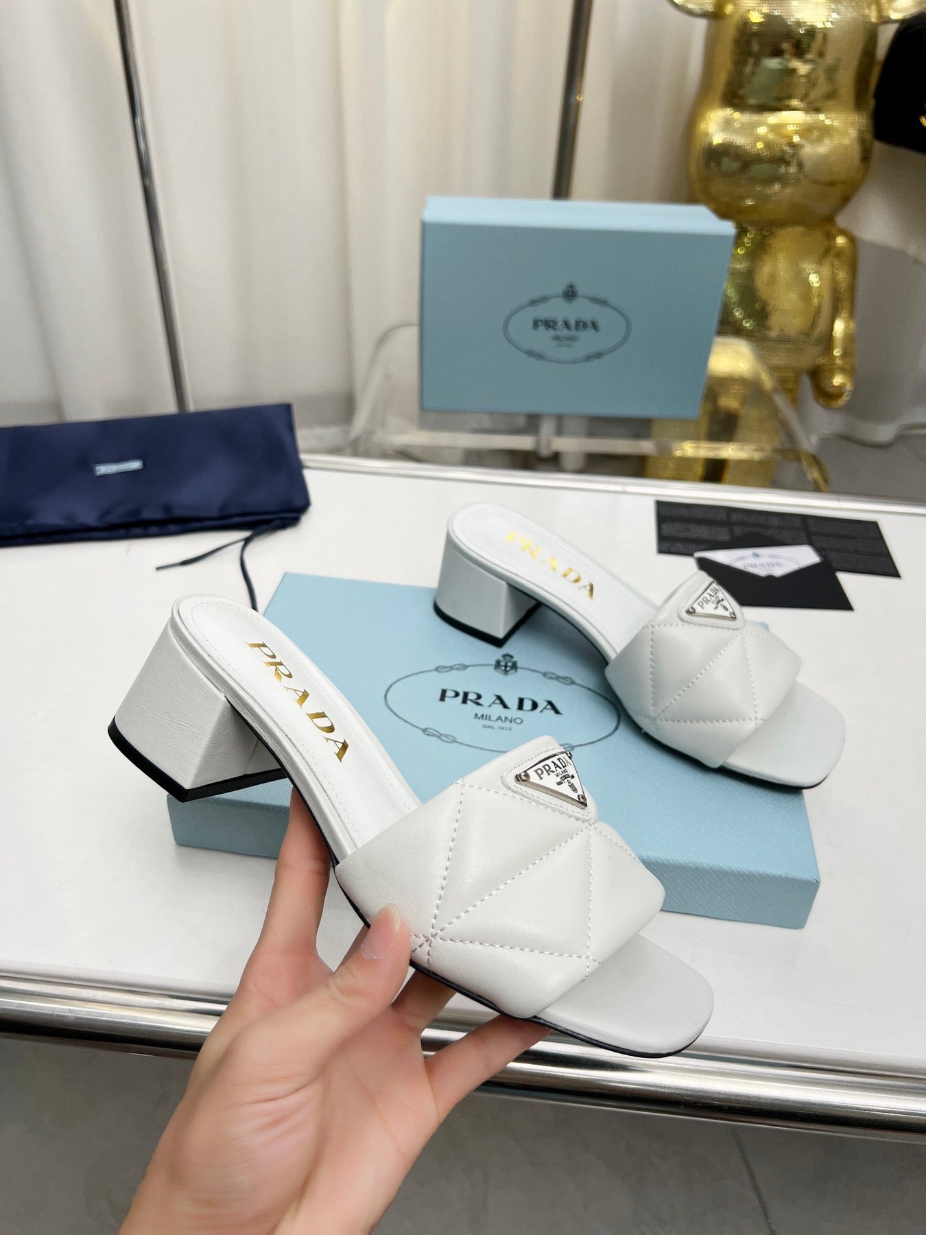 PRA EMBROIDERED SANDALS 45 WHITE LAMBSKIN