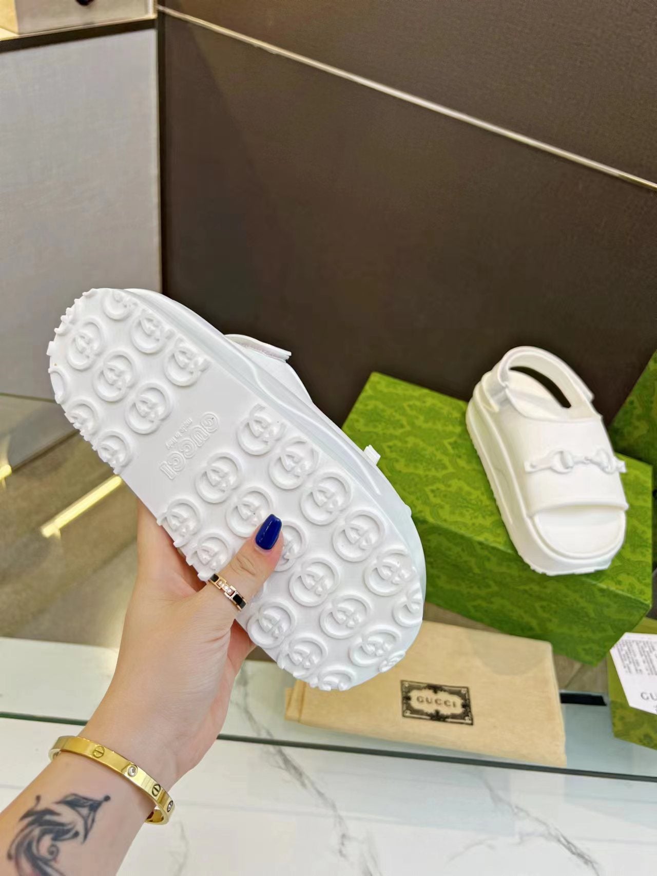 HORSEBIT FLATFORM SANDAL 5 CM IN WHITE IMPORTED TPU