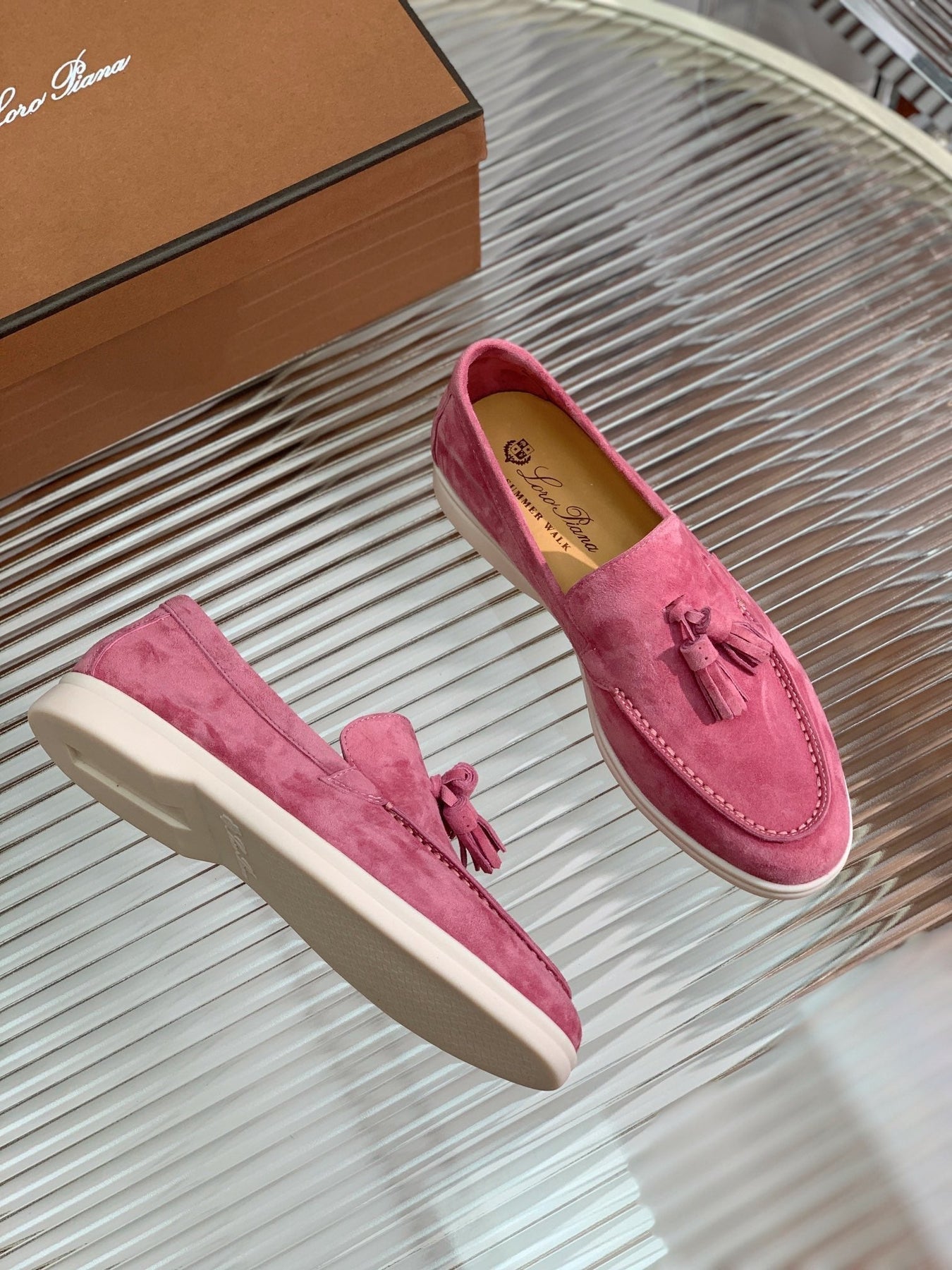 LP SUMMER WALK TASSELS LOAFERS BARBIE PINK SUEDE