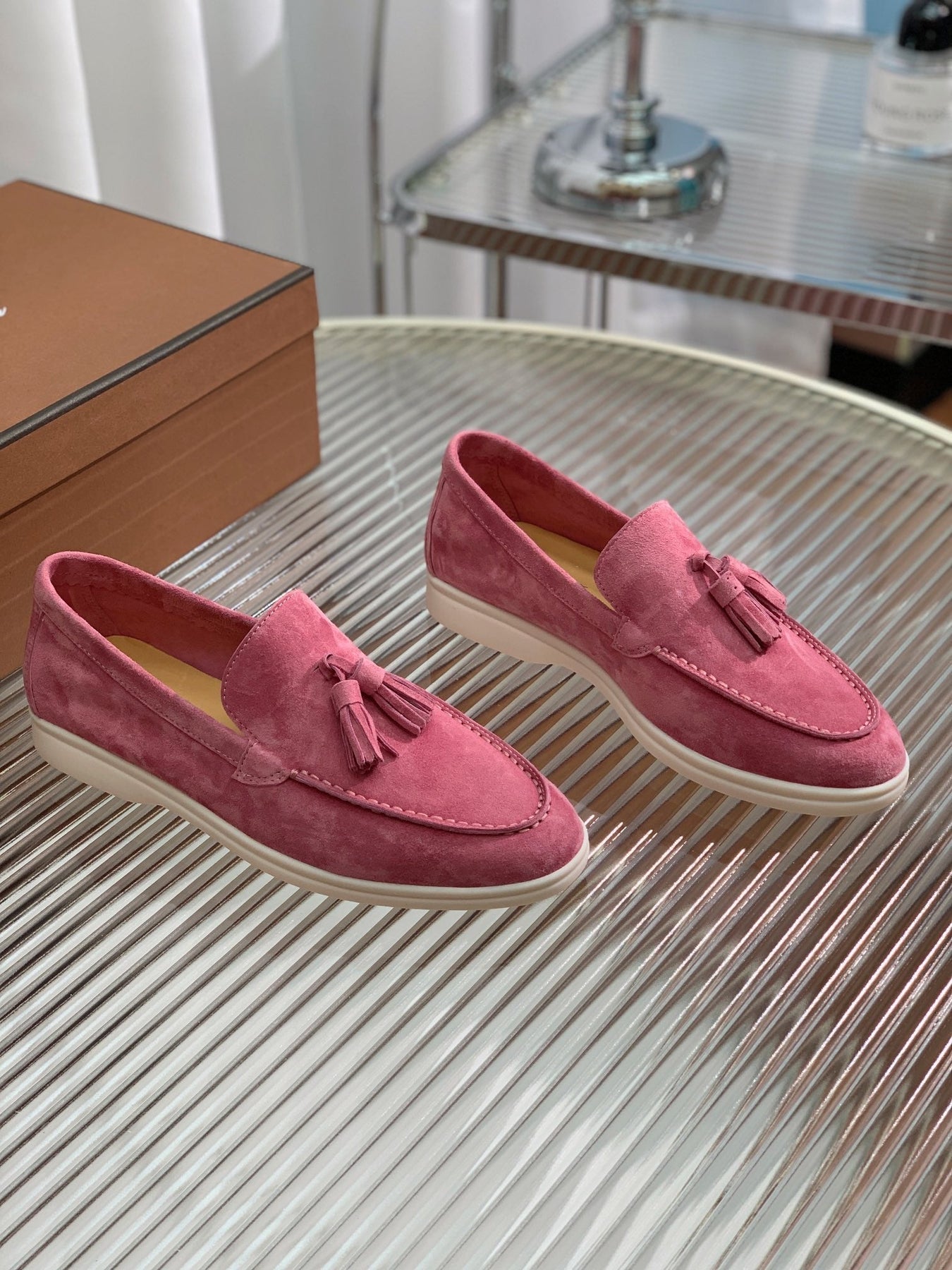 LP SUMMER WALK TASSELS LOAFERS BARBIE PINK SUEDE