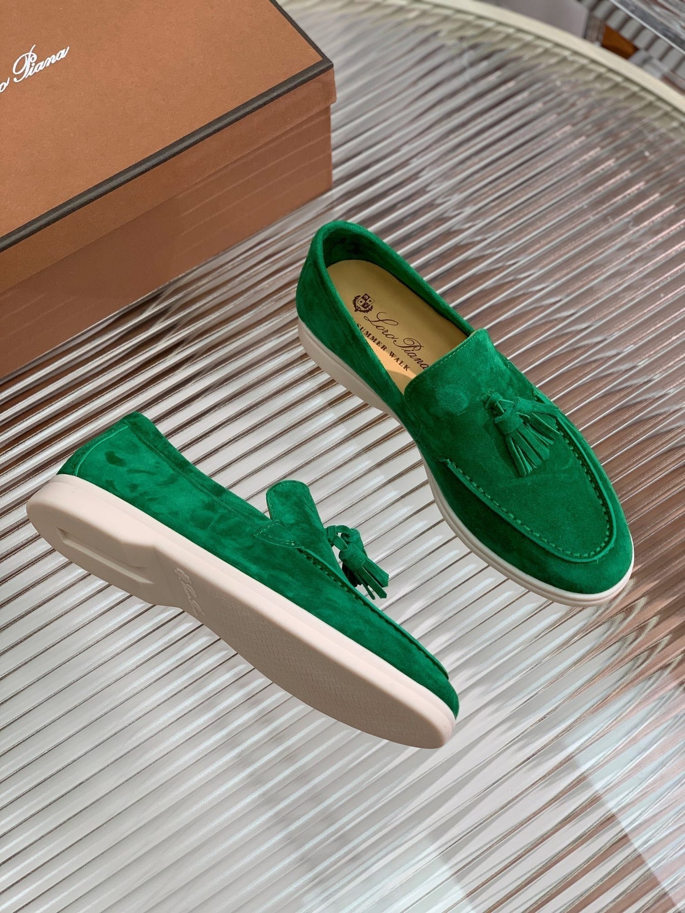 LP SUMMER WALK TASSELS LOAFERS DARK GREEN SUEDE