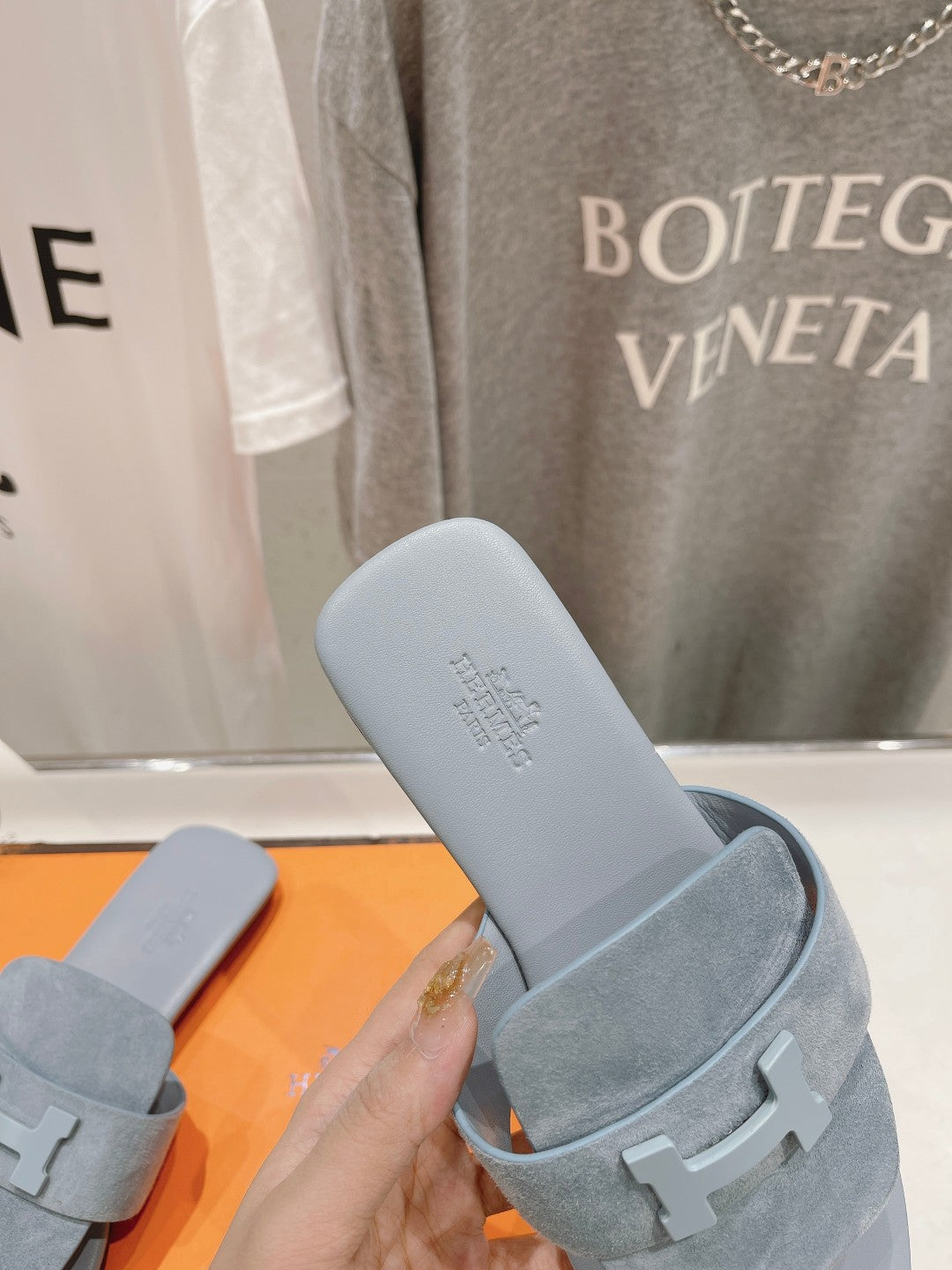 CLASSIC H BUCKLE SANDALS PASTEL BLUE LAMBSKIN