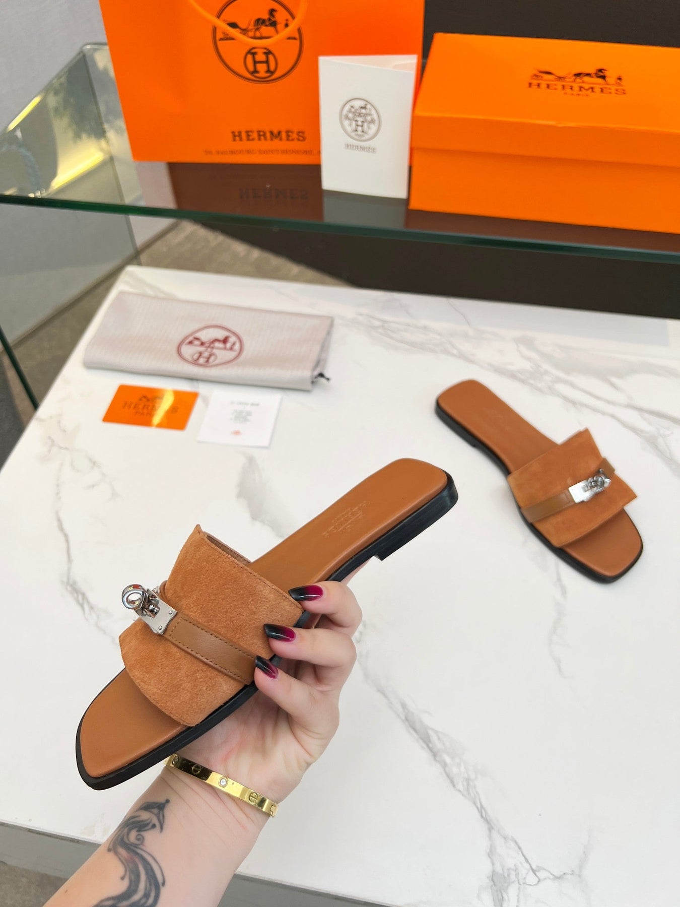 Giulia Sandal Tan Suede Tan Calfskin