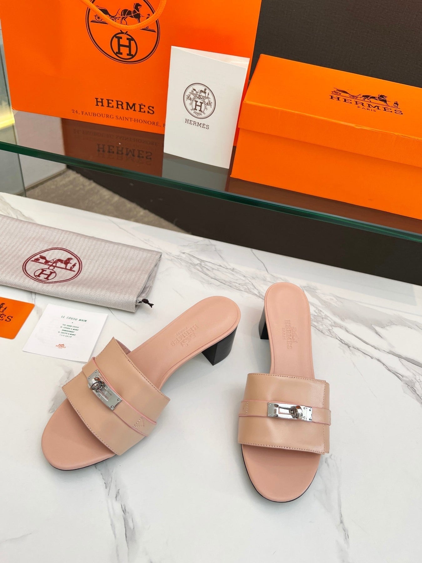 Gigi 50 Sandal Rose Cannelle Calfskin