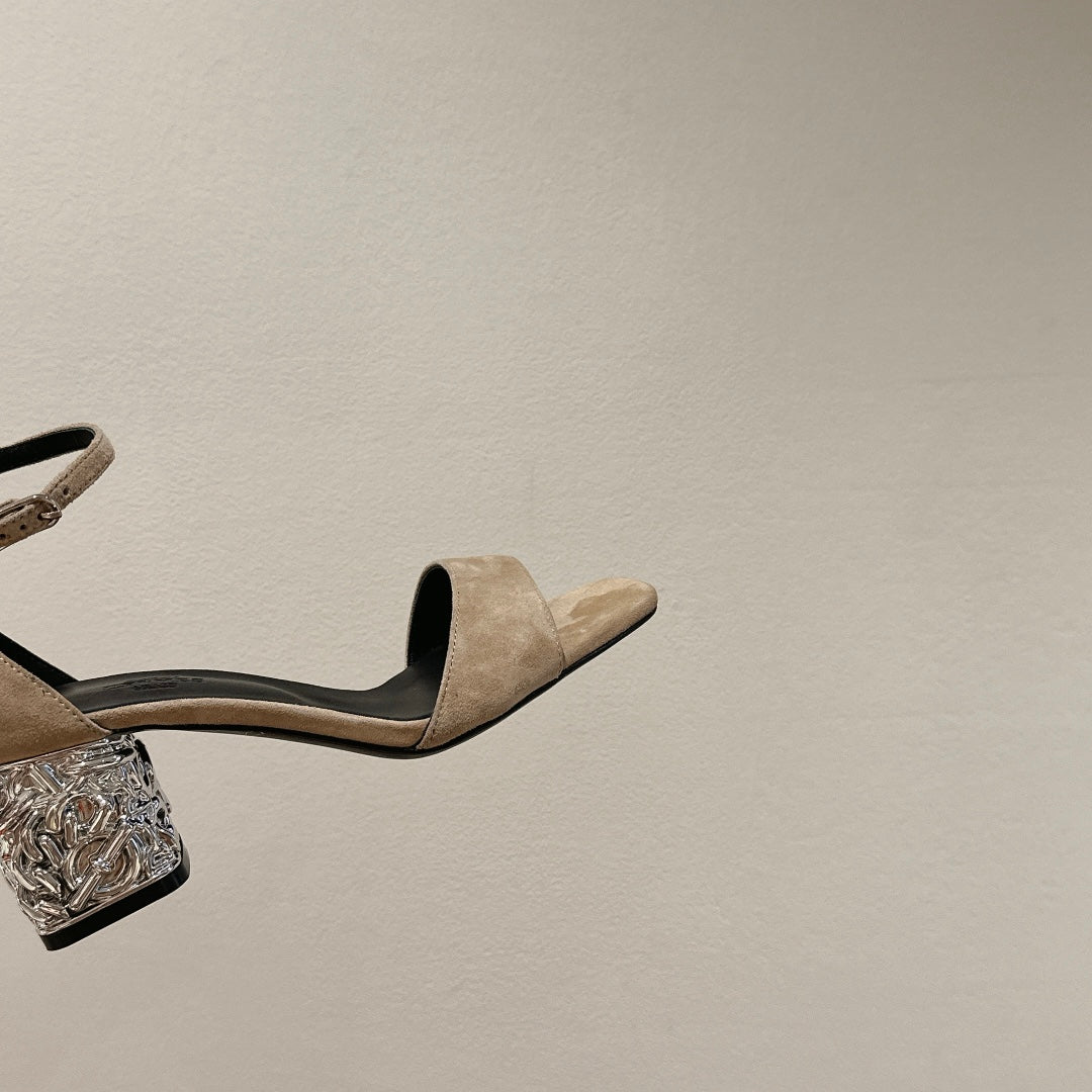 GLAM SANDAL 60 LIGHT BROWN SUEDE