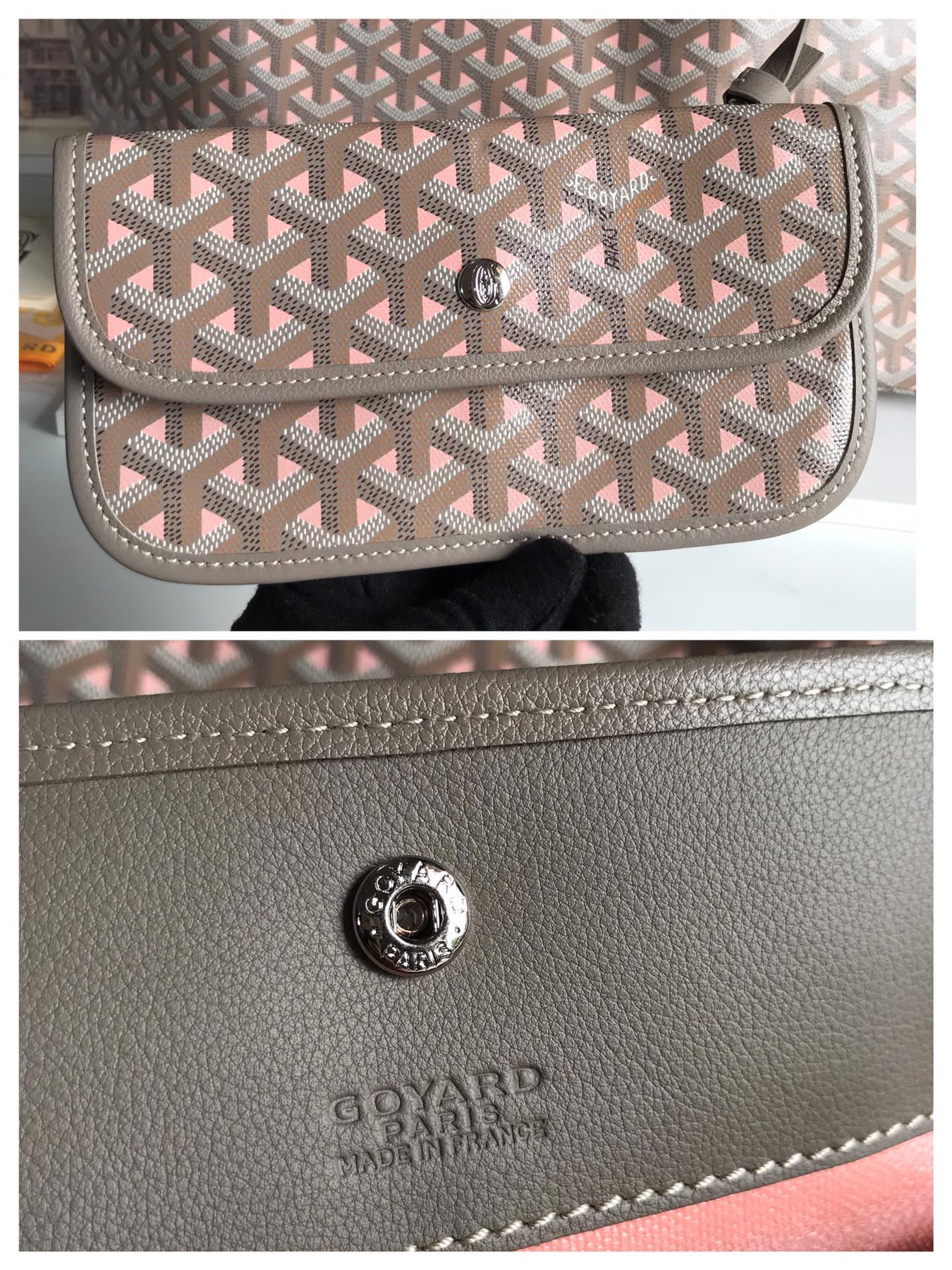 SAINT LOUIS GM 40 IN GREY MIX PINK GOYARDINE CANVAS AND CALFSKIN