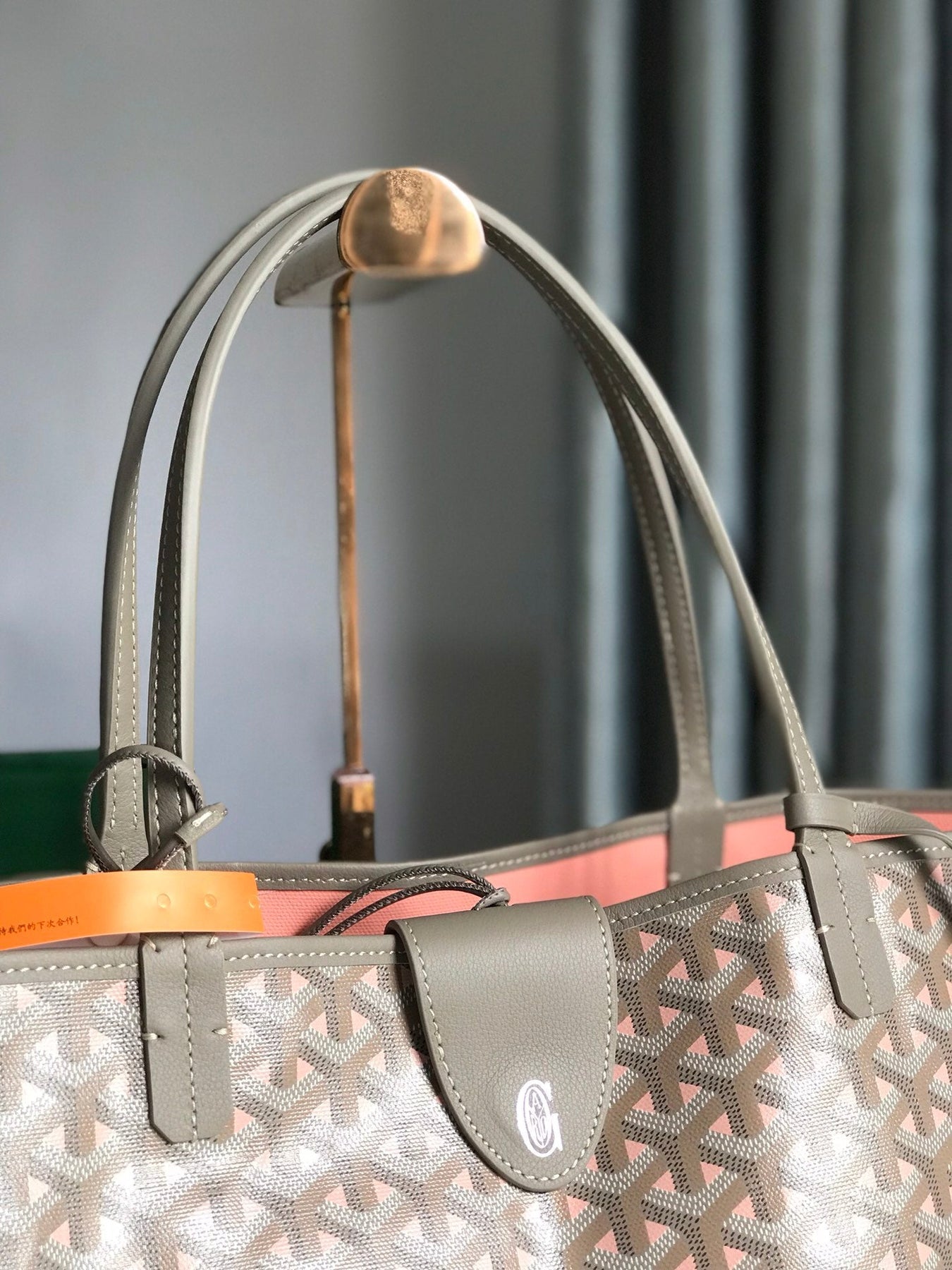 SAINT LOUIS GM 40 IN GREY MIX PINK GOYARDINE CANVAS AND CALFSKIN
