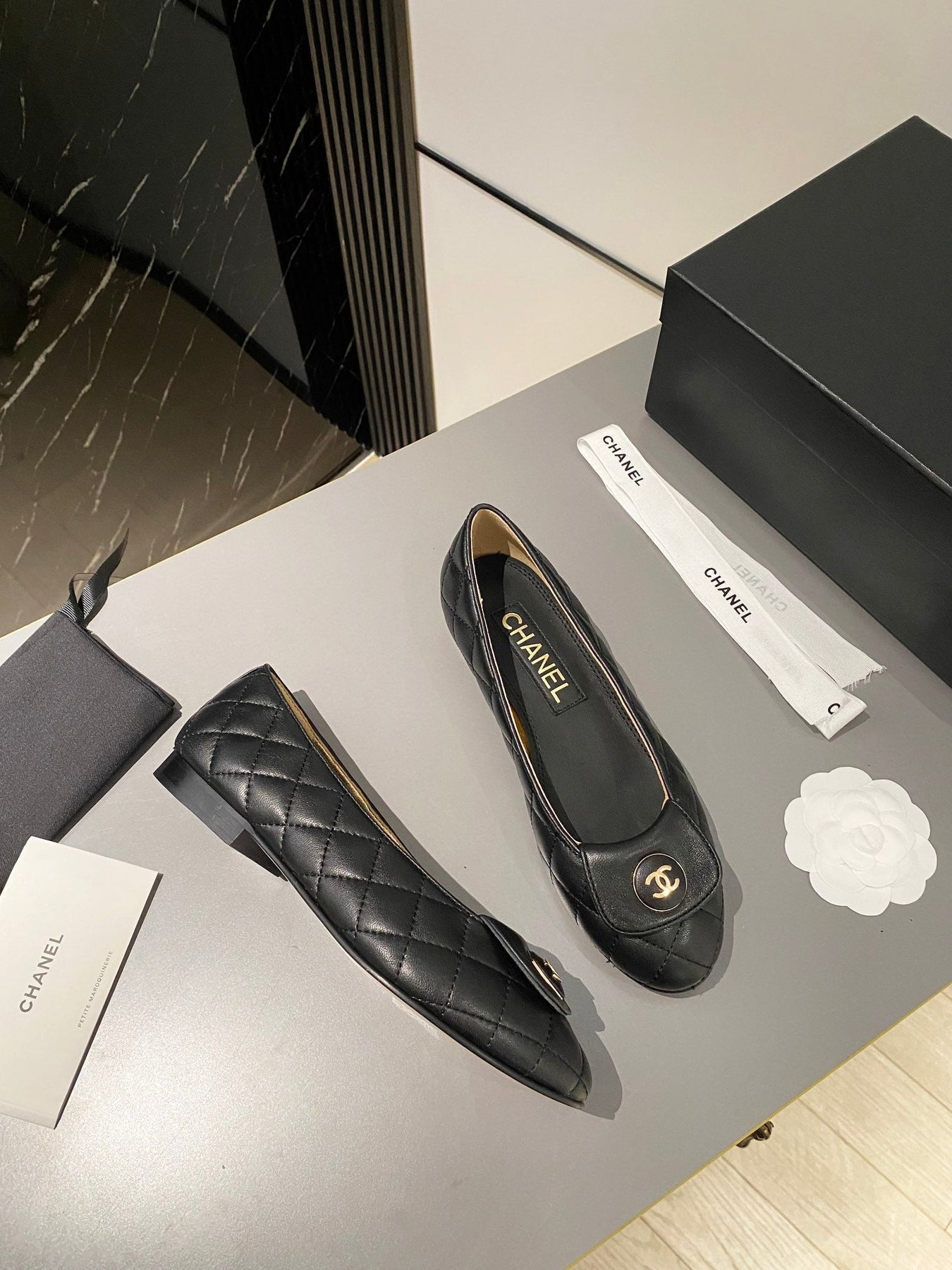 BALLET FLAT BLACK LAMBSKIN