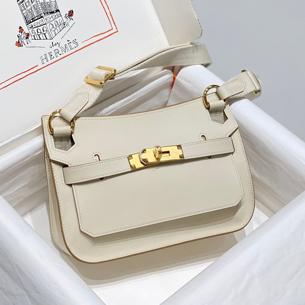 HM JYPSIERE SHOULDER BAG 23 IN BEIGE CALFSKIN GOLD HARDWARE