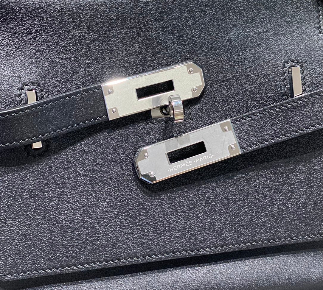 HM JYPSIERE SHOULDER BAG 23 IN NAVY BLUE CALFSKIN SILVER HARDWARE