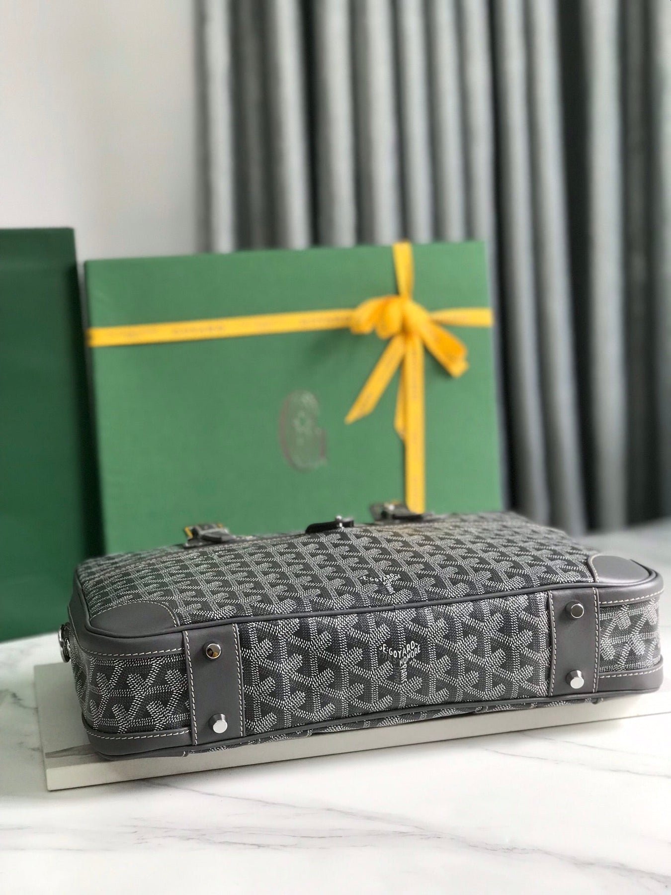 AMBASSADE DOCUMENT CASE 35 IN GRAY GOYARDINE CANVAS