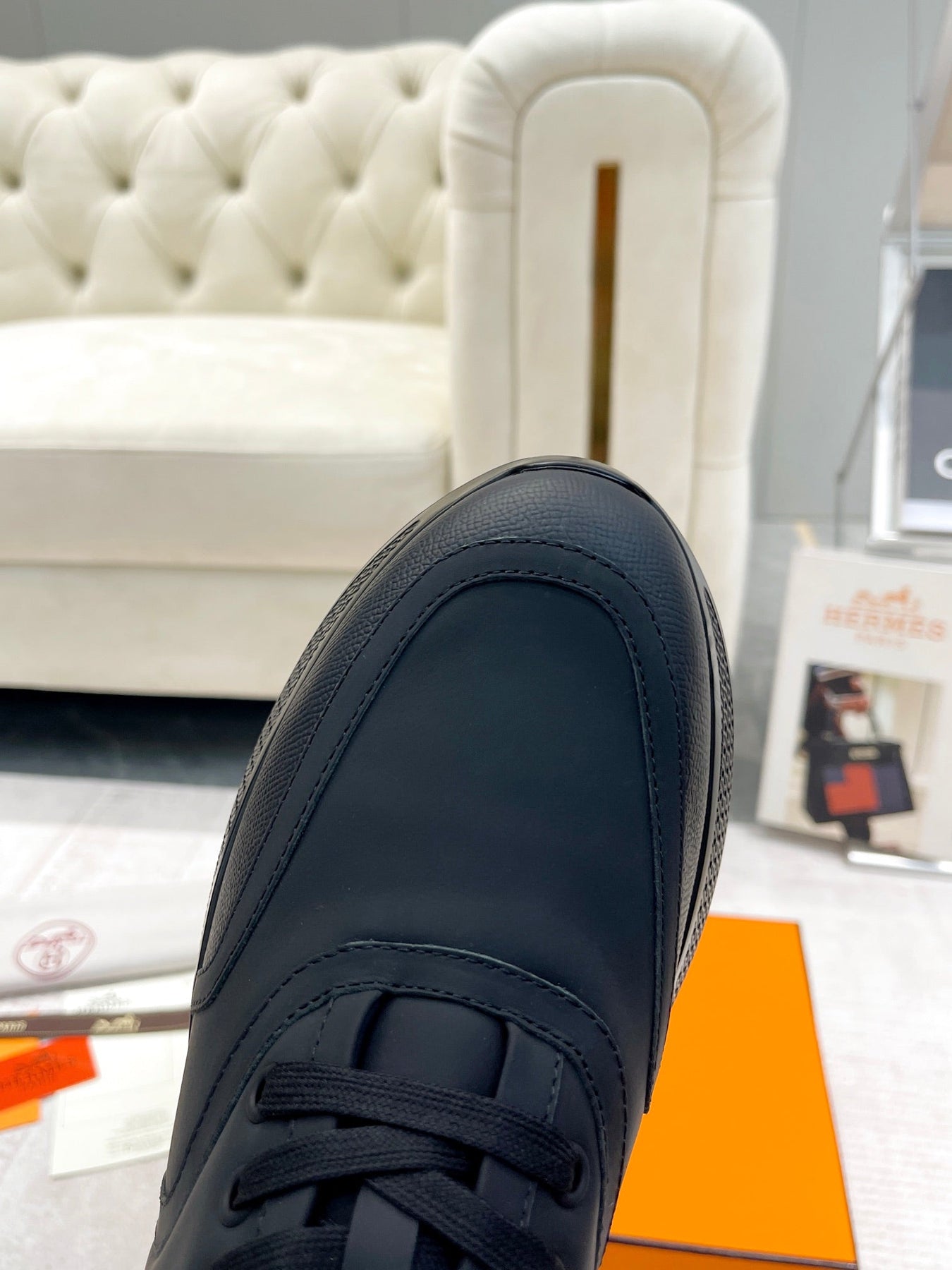 GIGA SNEAKER IN FULL BLACK STITCHED MESH AND CALFSKIN