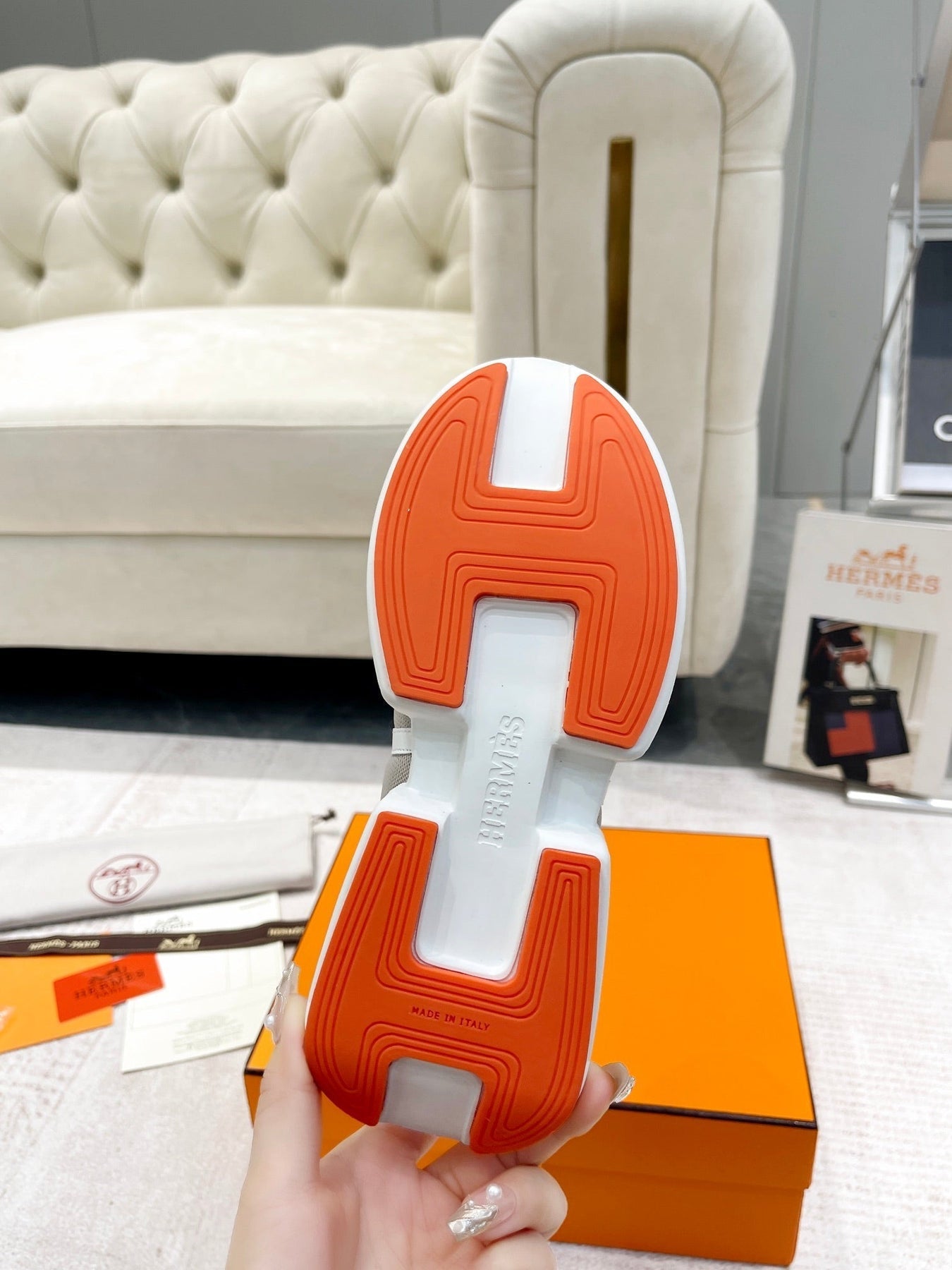 GIGA SNEAKER IN HARBOR GRAY STITCHED MESH AND WHITE CALFSKIN