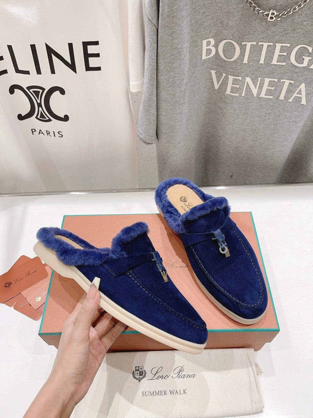 LP CHARMS WALK BABOUCHE LOAFERS NAVY FLEECE