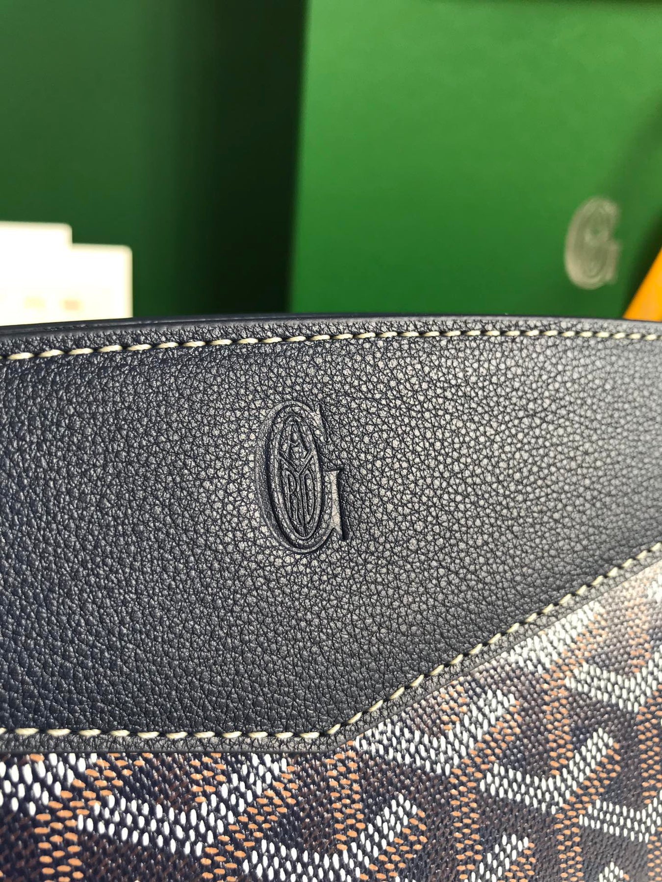 ROUETTE STRUCTURÉ MINI BAG 21 IN NAVY BLUE GOYARDINE CANVAS AND CALFSKIN