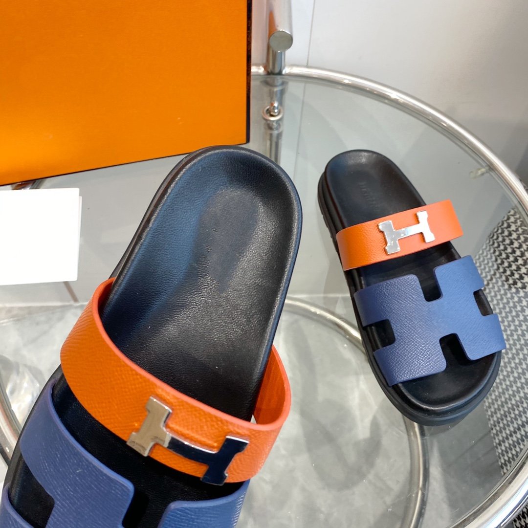 Chypre Sandal Charcoal Blue Leather