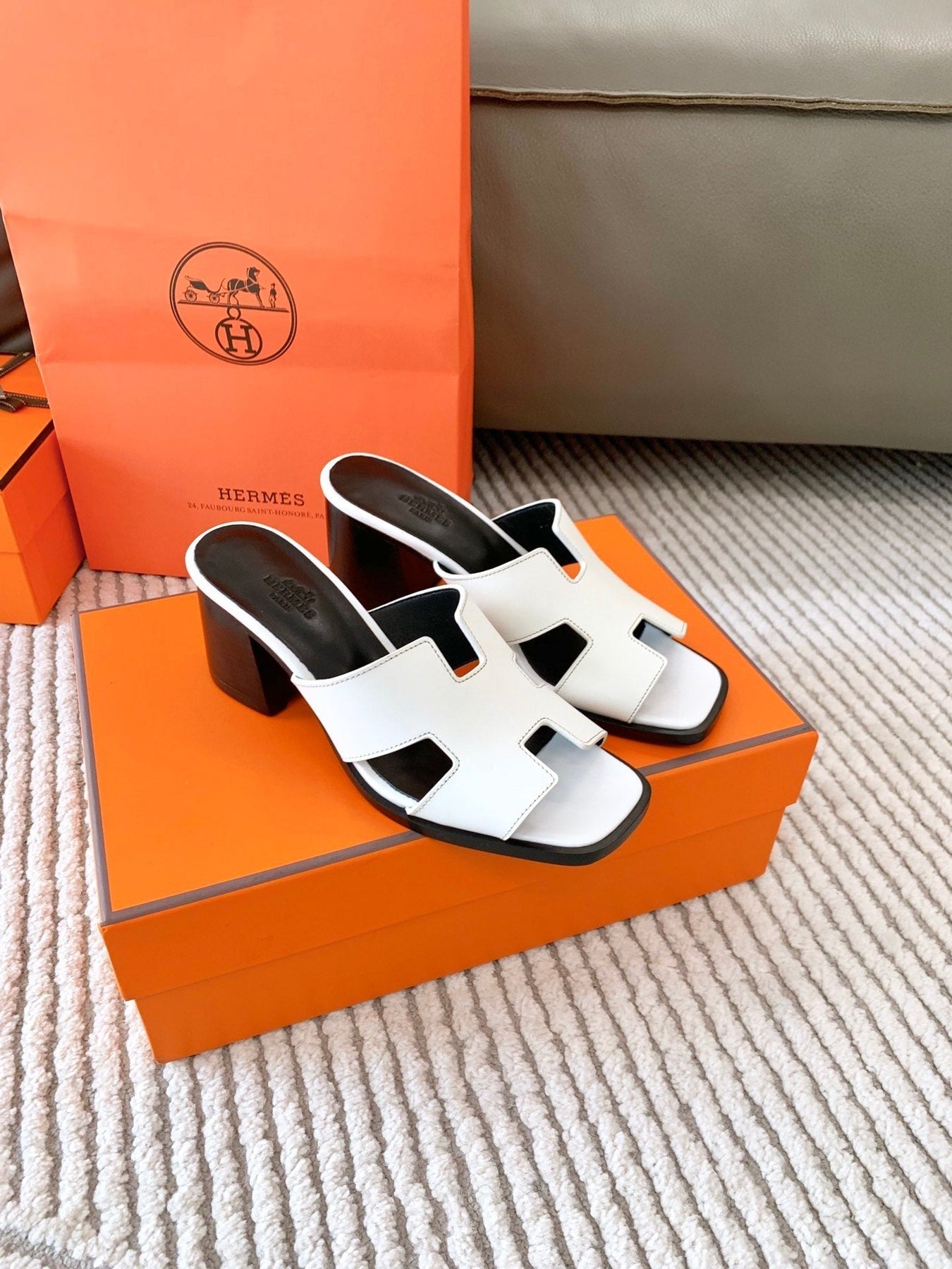 HELIA 60 SANDAL IN WHITE CALFSKIN