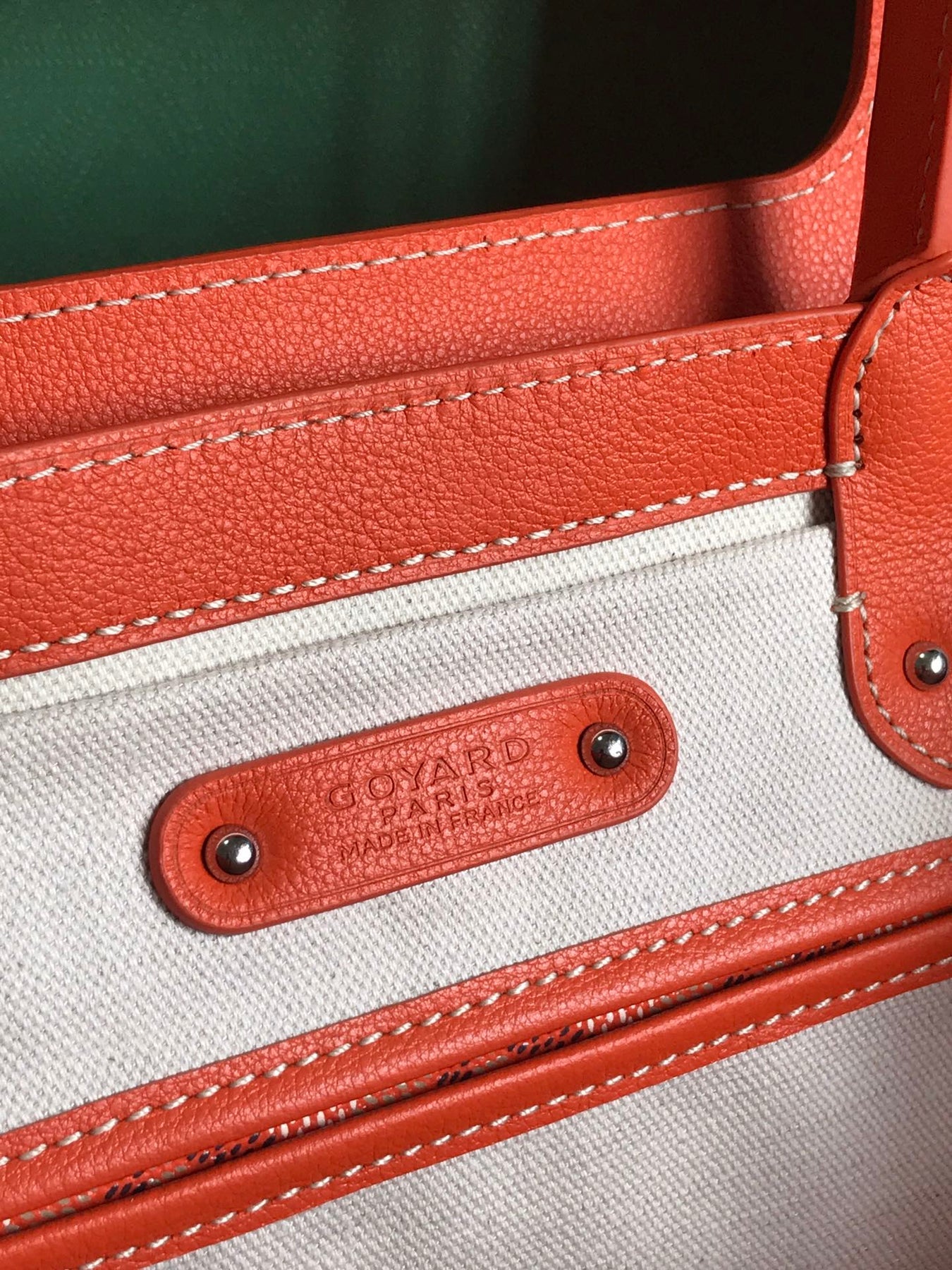 SAIGON SOUPLE BAG 34 IN RED ORANGE GOYARDINE CANVAS AND CALFSKIN