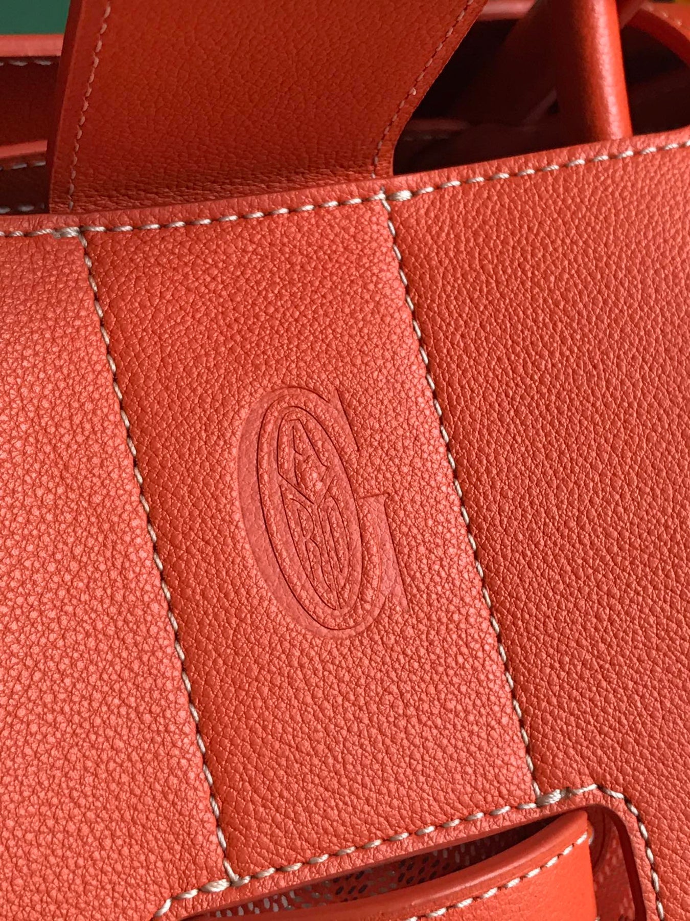 SAIGON SOUPLE BAG 34 IN RED ORANGE GOYARDINE CANVAS AND CALFSKIN