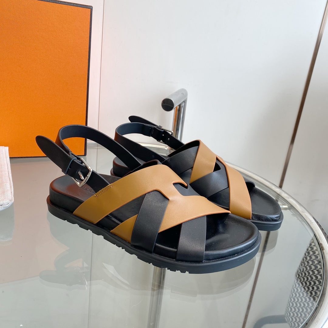 Genius Sandal Slingback Black/Brown Calfskin Leather