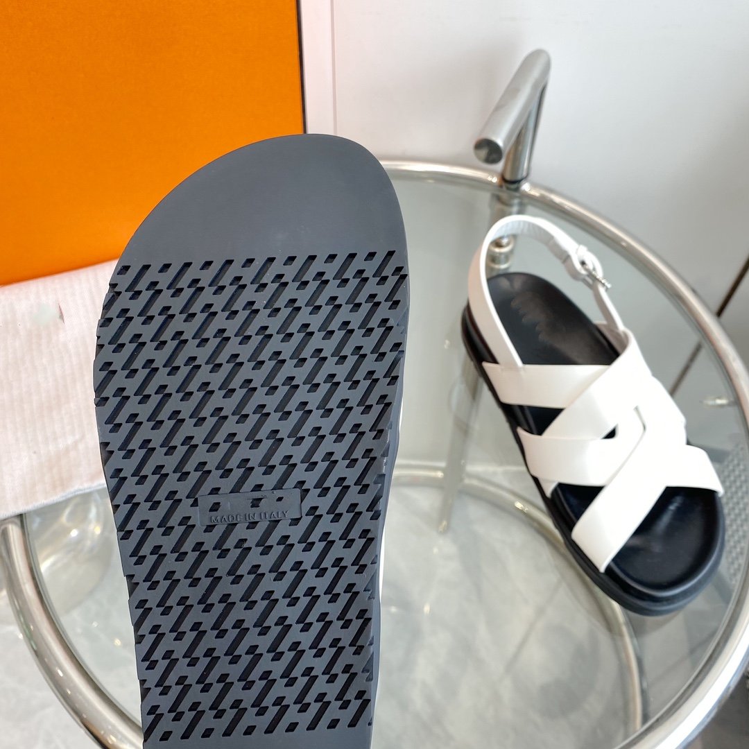 Genius Sandal Slingback White Calfskin Leather