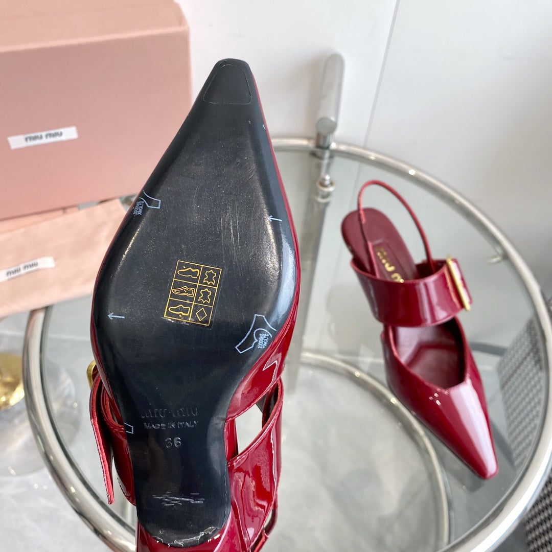 HIGH-SLINGBACK POINTED TOE SANDALS RUBY COWHIDE