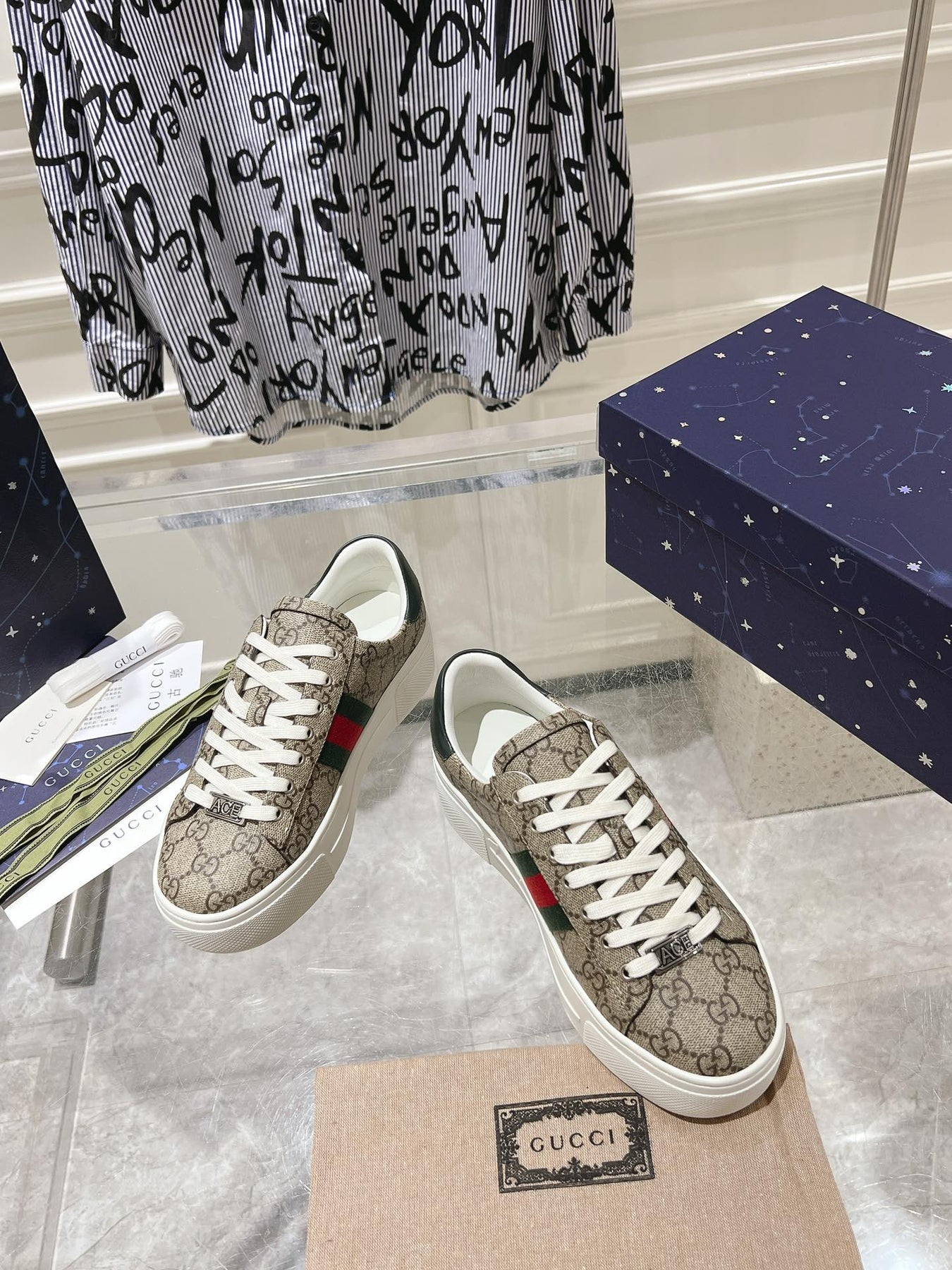 GG ACE 30 SUPREME TRAINER LIGHT BROWN CALFSKIN